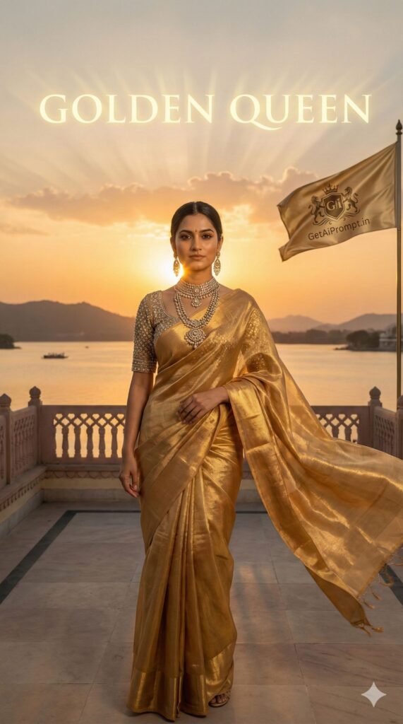 Option 2: The Golden Hour Terrace - Trend: Oxytocin Connection | Vibe: Golden light, Direct eye contact, regal warmth, stunning beauty