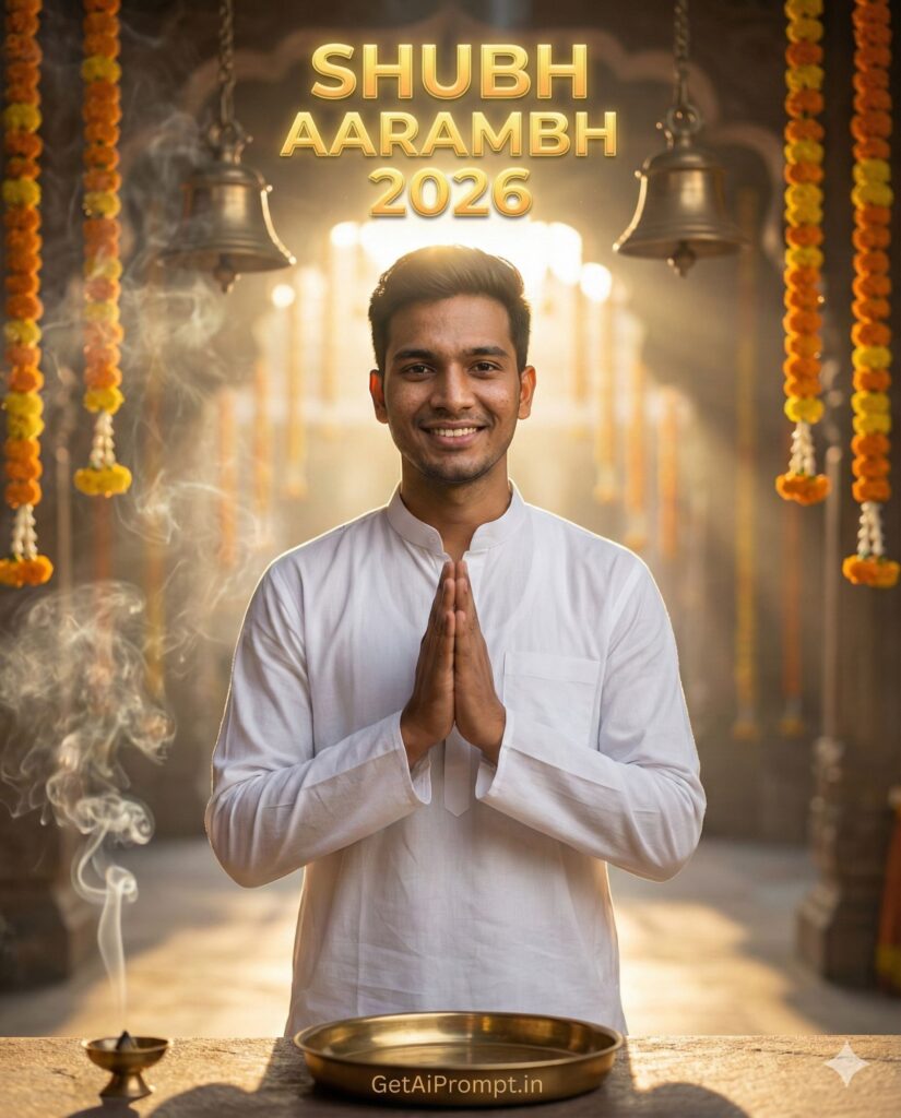 Option 1: The Sanskari Start - Trend: Temple Blessings | Vibe: Spiritual, peaceful, morning light, marigold flowers