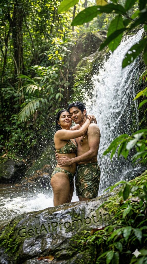 Option 9: The Jungle Waterfall Shower - Trend: Wild & Raw | Vibe: Intense connection with nature, primal, and refreshing