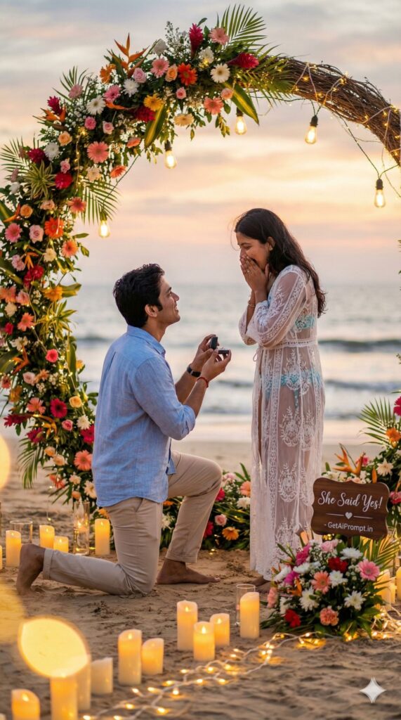 Option 7: The Golden Hour Proposal - Trend: The Milestone Moment | Vibe: High emotion, cinematic romance, life-changing