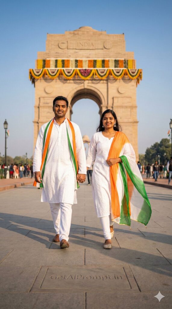 trend: Classic India Gate Walk | Vibe: Traditional & Elegant