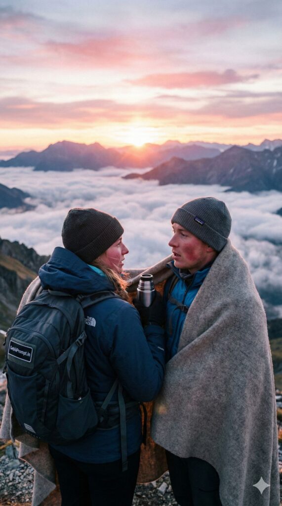 trend: Sunrise Hiking | Vibe: Active couple, nature, starting the day together