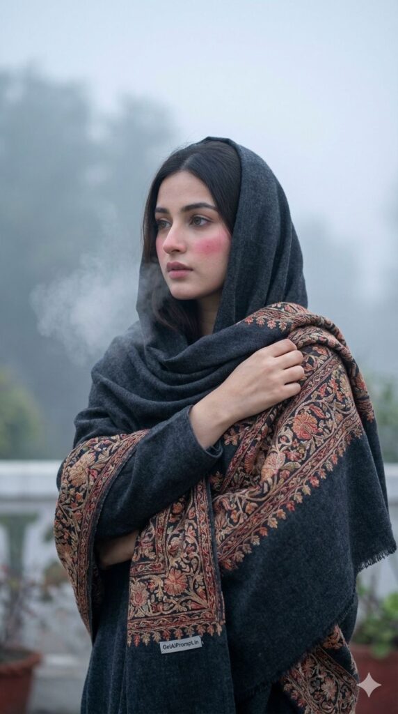 Option 20: The Winter Shawl trend: Winter Aesthetics | Vibe: Cold, Cozy, Melancholic