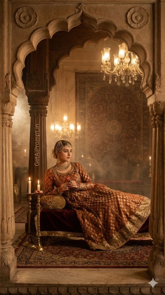 Option 21: The Heeramandi Aesthetic trend: Period Drama | Vibe: Regal, Melancholic, Cinematic