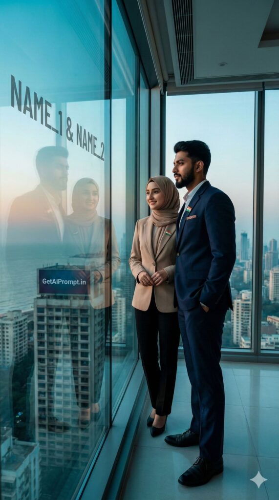 Trend: Office Chic | Vibe: Modern professionals, skyscraper background, success