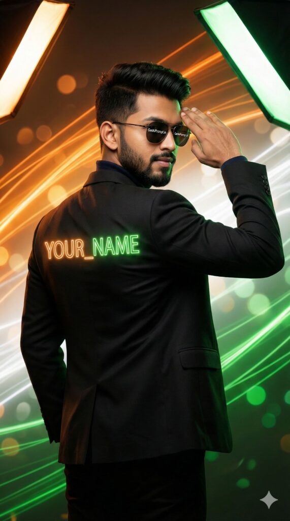 Trend: Digital India Techie | Vibe: Modern, clean, studio lighting, neon accents