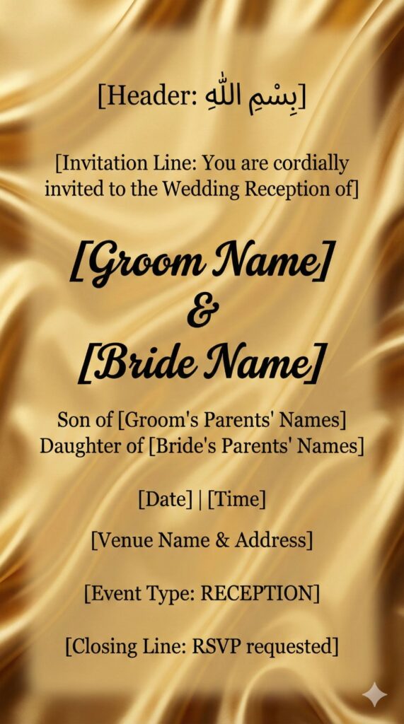 Trend: Fluid Luxury | Vibe: Opulent, Dynamic, Flowing gold silk wedding reception invitation