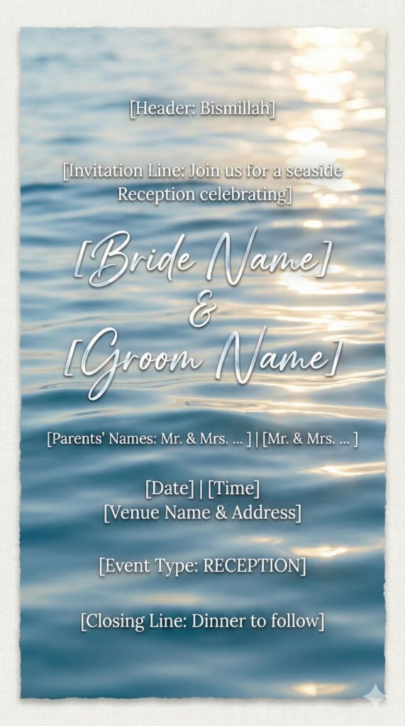 Trend: Nature Abstract | Vibe: Serene, Calming, Resort blue water wedding invitation