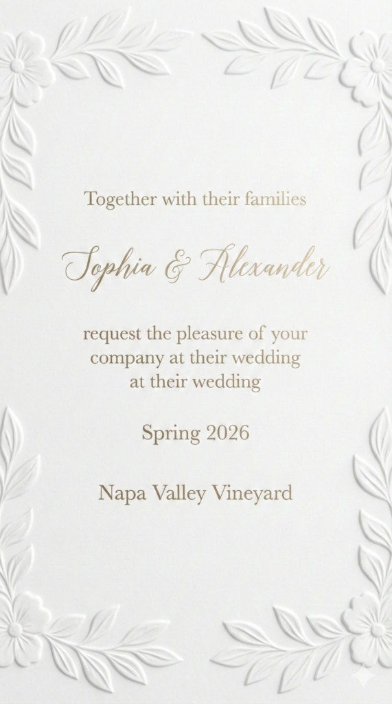 trend: Blind Emboss | Vibe: Ethereal, Soft, Romantic, Understated Luxury