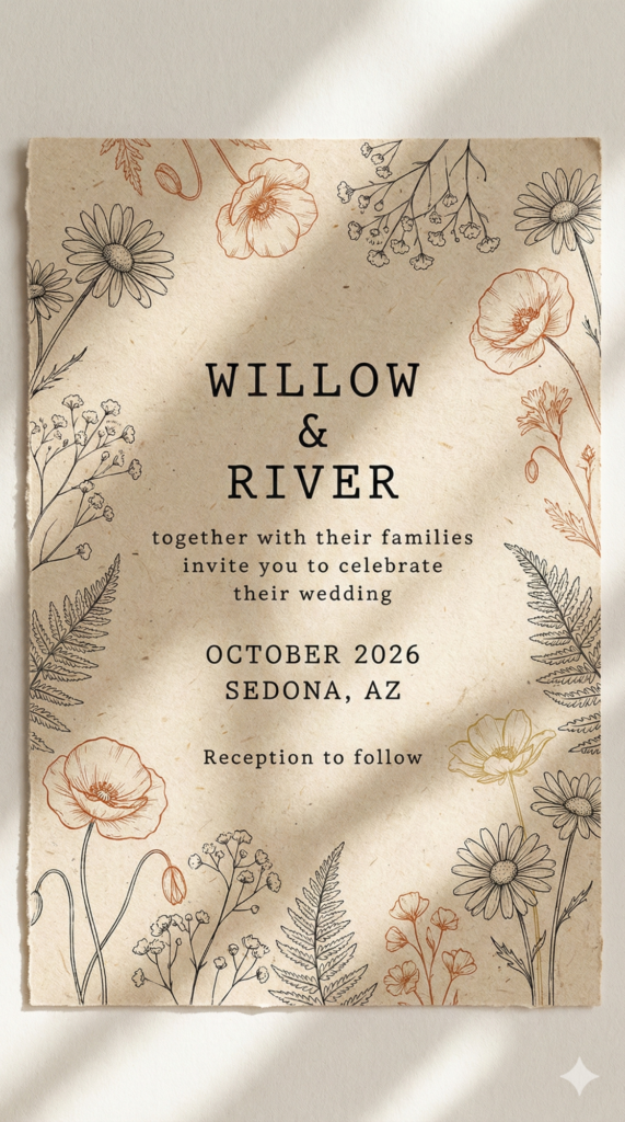 Trend: Wildflower Rustic Elegant | Vibe: Boho-Luxe, Outdoor, Free-spirited, Intimate