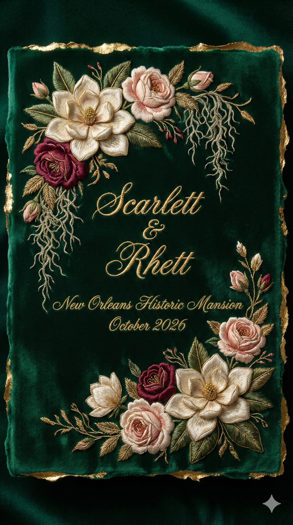 trend: Maximalist Floral Velvet Texture | Vibe: New Orleans grandeur, dark romance, overflowing florals, heavy texture.