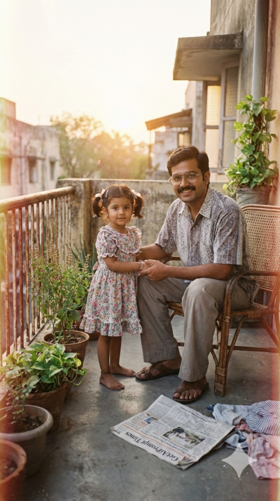 trend: 90s Sunday Evening | Vibe: 1998, tea time, iron railings, sunset breeze.