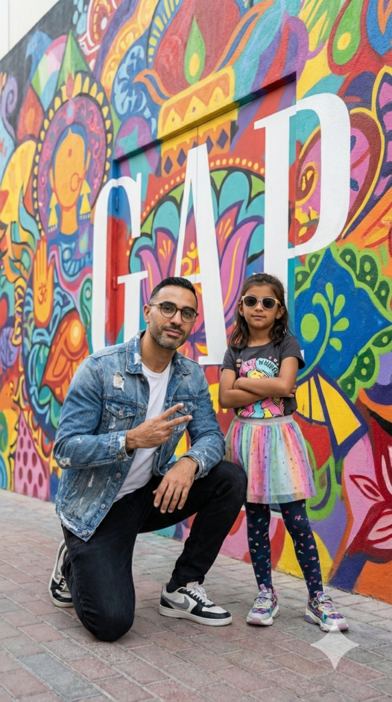 trend: Gen Z Street Art | Vibe: Artsy, hipster dad, colorful, Gen Z/Alpha aesthetic.