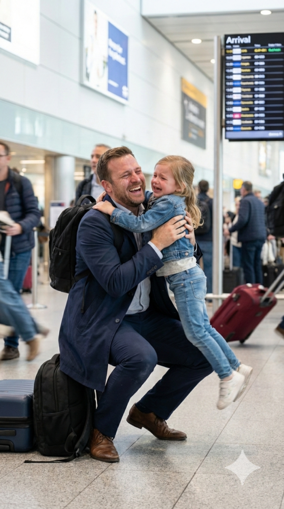 Trend: Airport Arrival Candid | Vibe: Arrival gate, tears of joy, rushing, emotional peak.