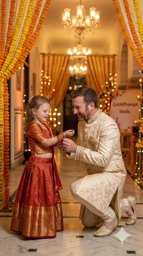 Trend: Luxury Cultural Heritage | Vibe: Indian wedding guest, Sherwani, Lehenga, 'You look beautiful'.