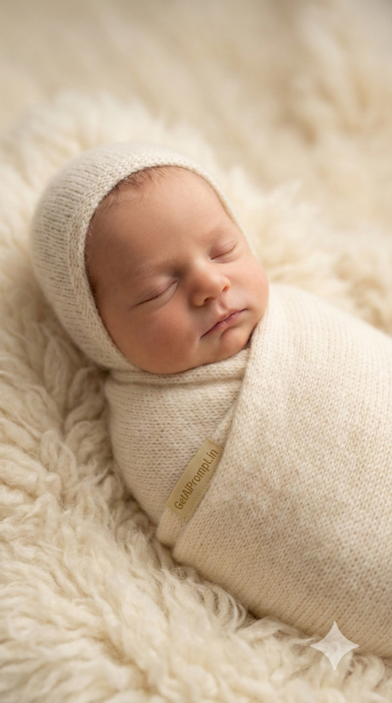 The Classic Cream Cocoon Newborn AI Prompt High End Editorial Studio Photography