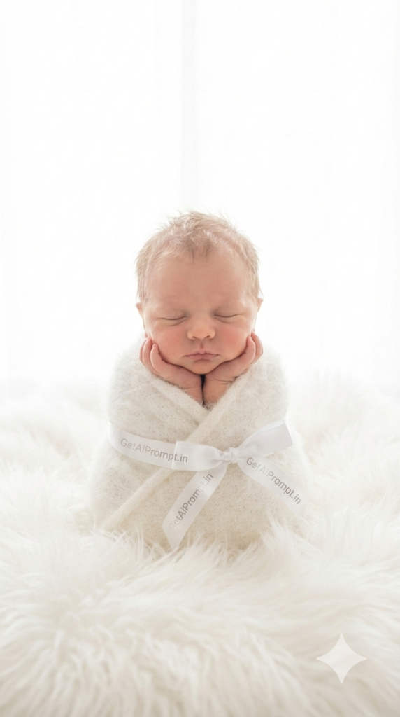 High Key White Dream Angelic Newborn AI Prompt Pure White Bright Studio Setup