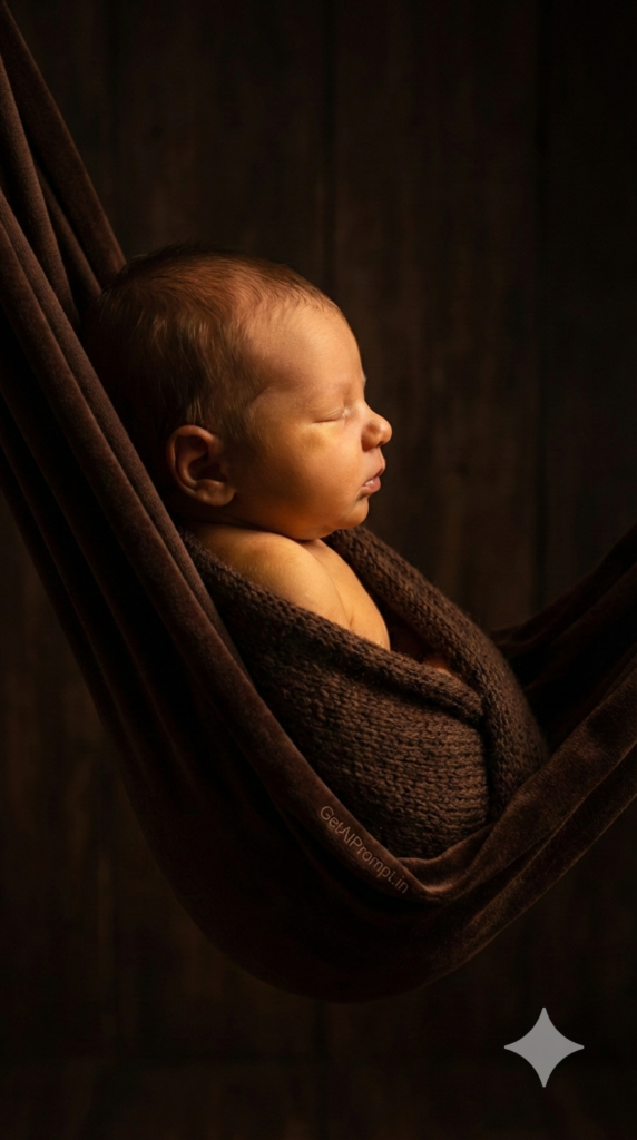 Earth Tone Close Cradle Newborn AI Prompt Warm Secure Deep Rich Tones Photography