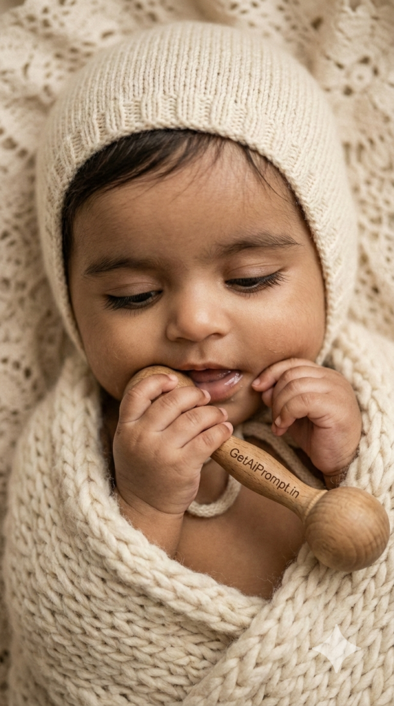 Vintage Floral Blanket Close Up Baby AI Prompt Macro Newborn Garden Photography