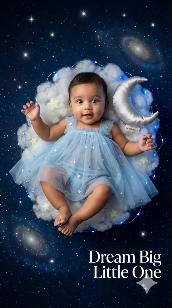 Floating Among the Stars Concept Dreamy Baby Cosmos AI Portrait Prompts