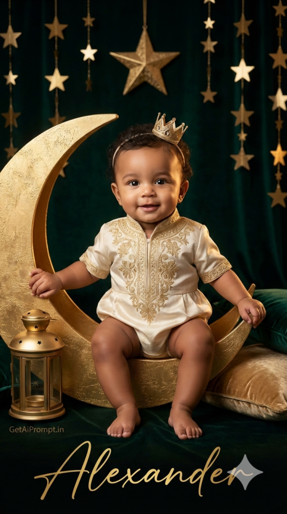 Golden Night Sky Luxury Theme High End Baby AI Photoshoot GetAiPrompt