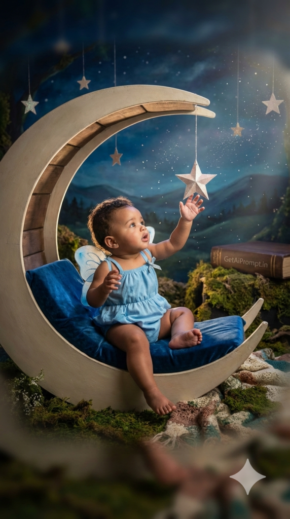 Storybook Fantasy Scene Whimsical Fairytale Baby AI Image Prompt