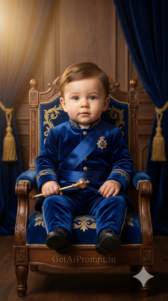 The Classic Royal Throne Prince AI Baby Photoshoot Face Match Prompt
