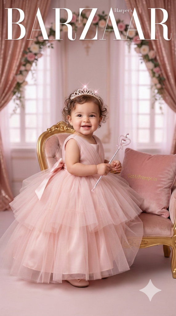 Pink Velvet Princess Elegance AI Royal Baby Girl Photoshoot Face Match