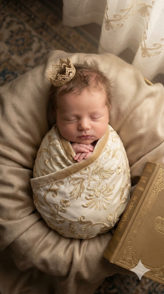 The Royal Sleeping Heir Newborn AI Baby Portrait Prompt Ideas