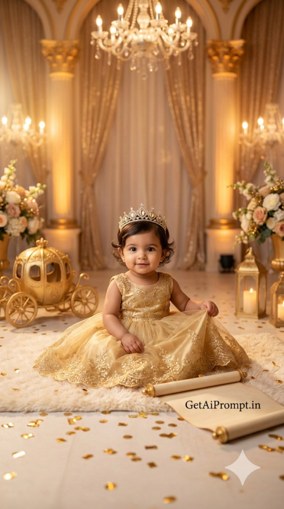 Golden Palace Princess Royal Baby Luxury Birthday AI Photoshoot