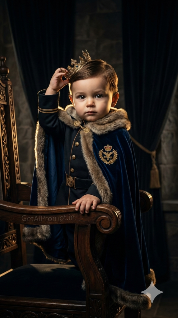 Dramatic Bold Blue King Royal Baby Prince Cinematic AI Prompt