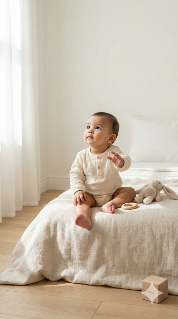 Soft Window Light Neutral Portrait AI Minimalist Baby Photoshoot Prompt