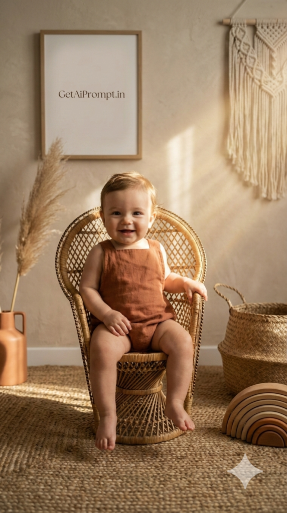 Minimal Boho Lifestyle Setup Baby Aesthetic Photoshoot AI Prompt