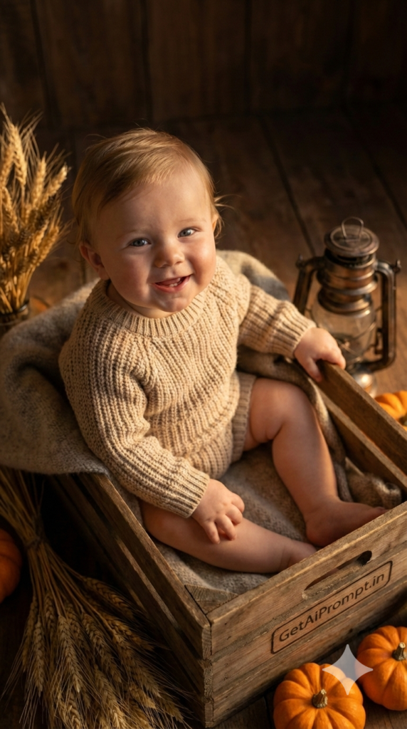 Rustic Wooden Crate Scene Vintage Boho Baby AI Photography Prompt