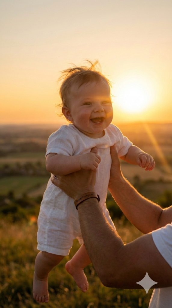 Sunset Silhouette Baby Parents Boho Aesthetic AI Prompt
