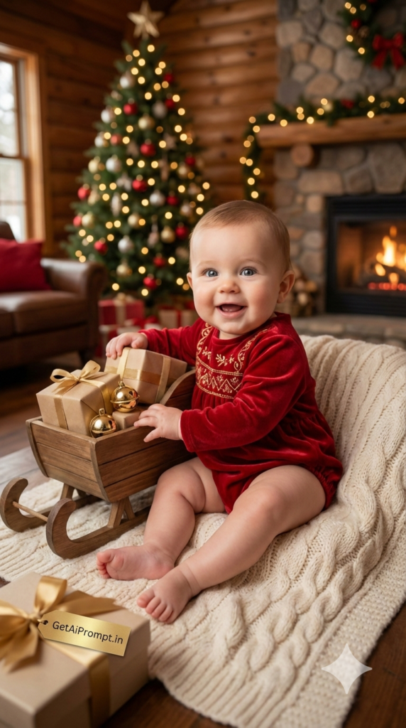Luxury Christmas Wonderland Baby Photoshoot AI Portrait Prompt Face Match