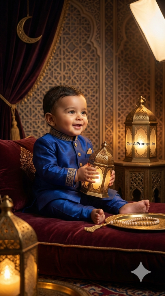 Elegant Eid Baby Shoot Royal Gold Emerald Premium AI Photoshoot