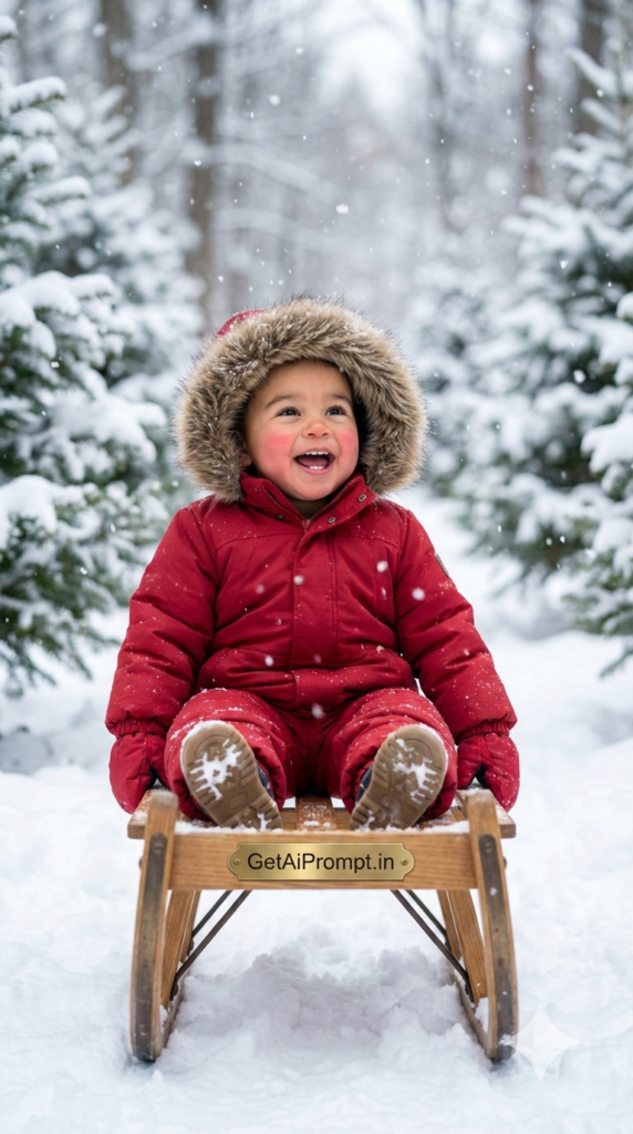 Snowy Winter Christmas Outdoor Shoot Simulated AI Photography Prompt