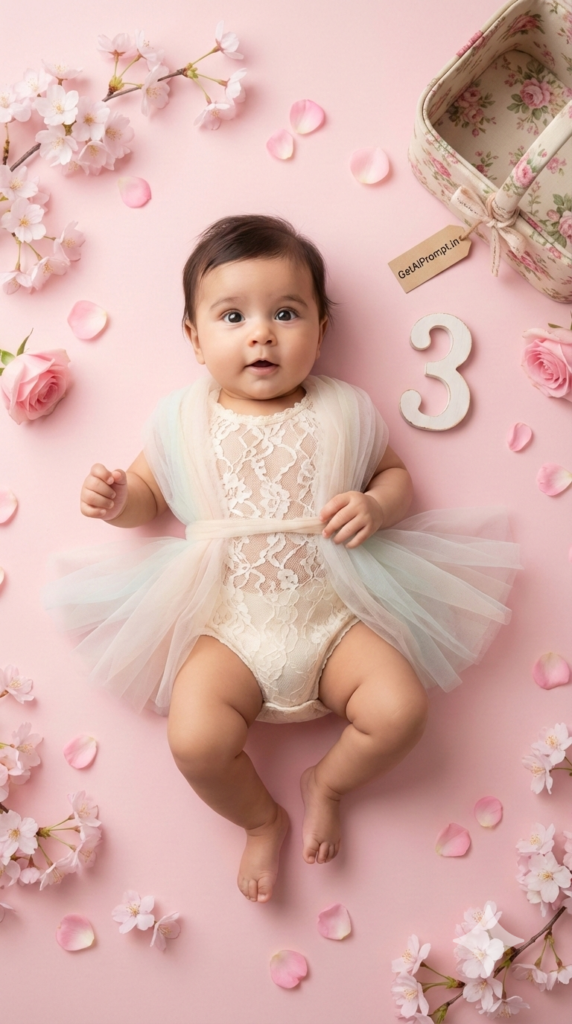 3 Months Floral Dream AI Baby Photography Fine Art Prompt