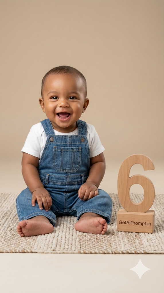 6 Months Sitting Milestone Portrait Baby AI Photoshoot Prompt