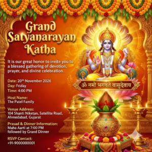 Grand Festive Satyanarayan Katha Invitation Luxurious Digital Prompt