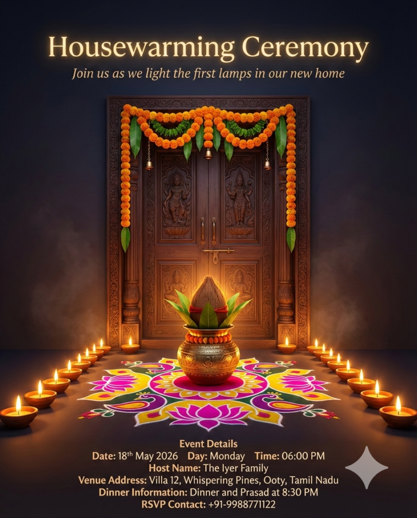 Evening Lamp Glow Housewarming Invite AI Generation