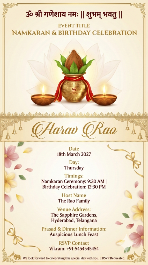 Dual Theme Naming Birthday Sacred Celebration Invite Highly SEO WORD