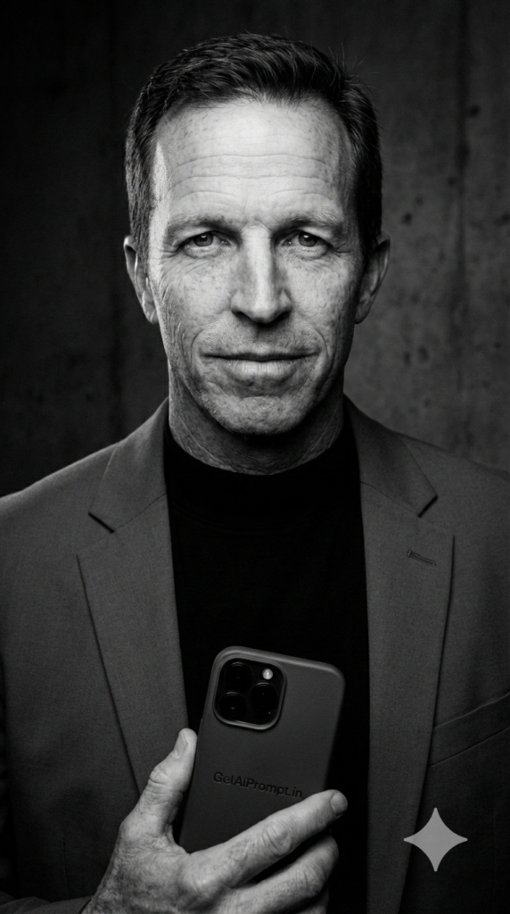 Silicon Valley Executive Quiet Luxury Monochrome Palette AI Portrait B&W Tech Leader Headshot