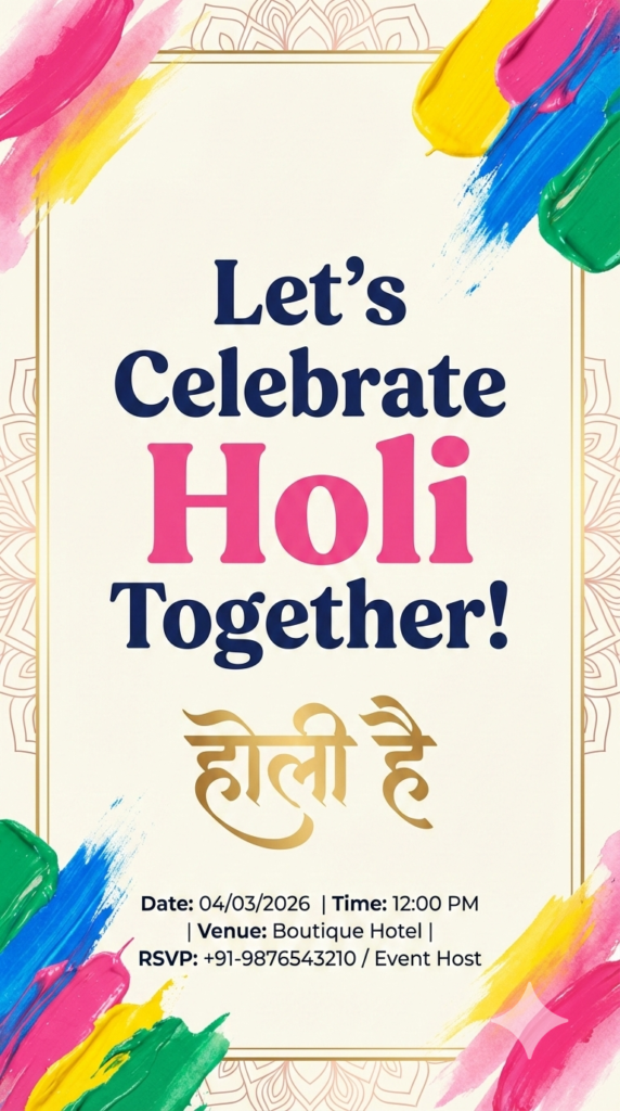 Modern Traditional Fusion Card minimalist watercolor Holi template