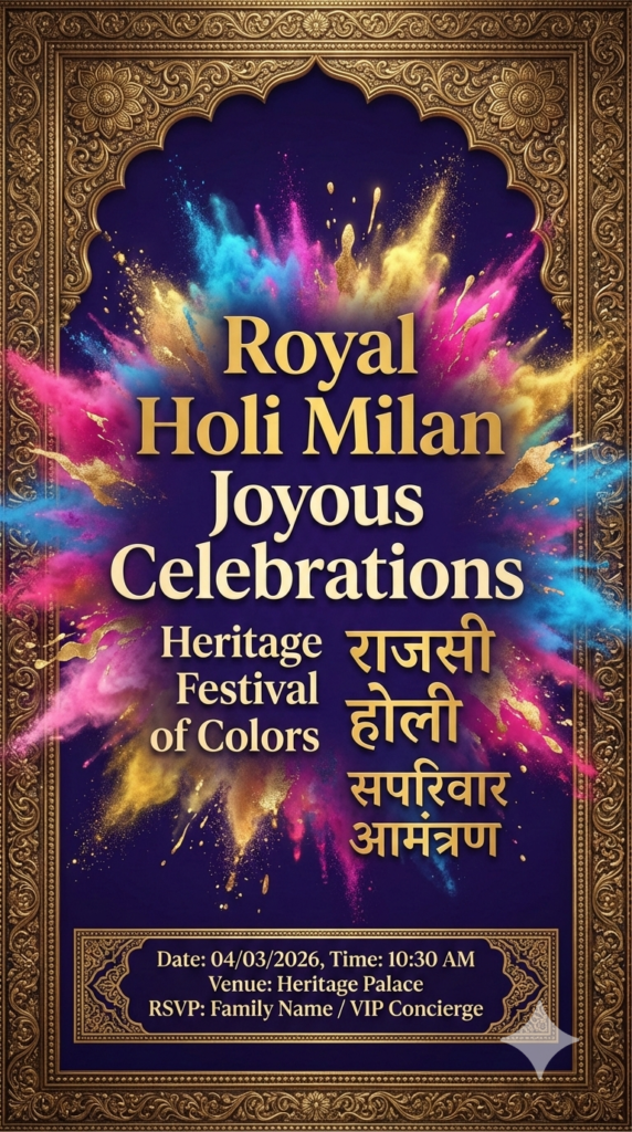 Heritage Gold and Color Explosion Invitation premium royal Kundan border