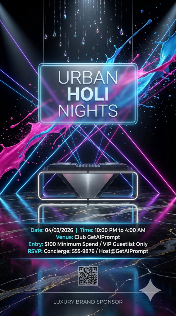 Urban Club Holi Rain Party Invite digital holi poster maker