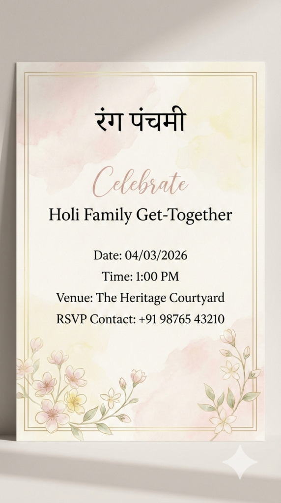 Elegant Script and Serif Combination Card minimalist Holi party invite
