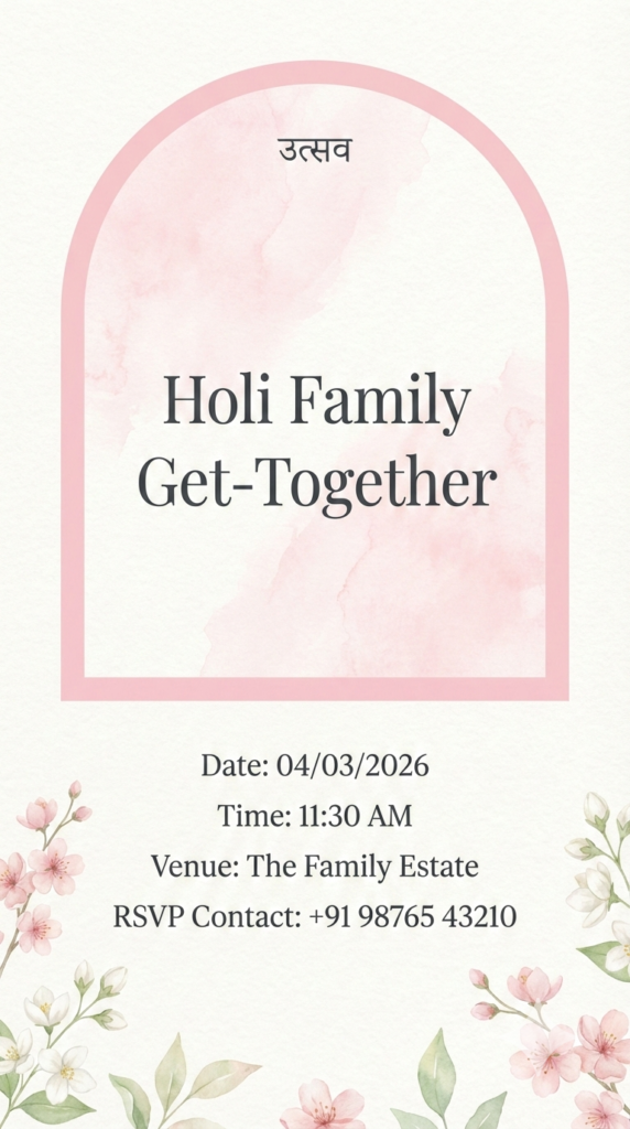Minimal Arch Layout Holi Invitation modern pastel aesthetic design