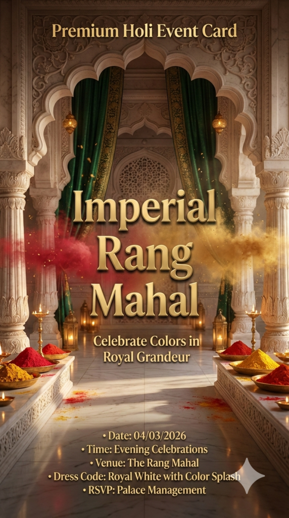 Imperial Rang Mahal Invitation luxury holi invitation background 3d holi photo trend